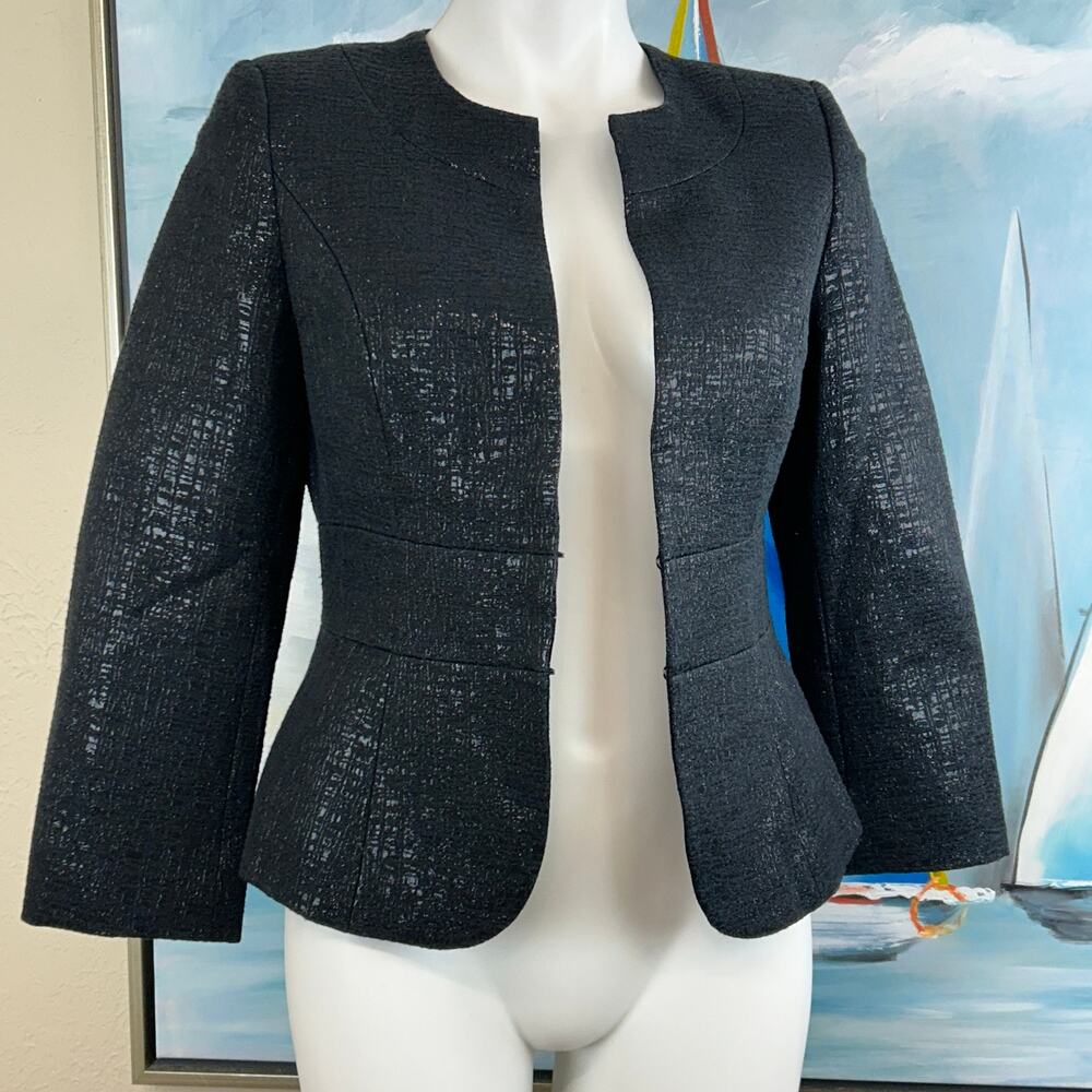White House Black Market Blazer Black Shimmering Texture size 6 - Picture 2 of 7